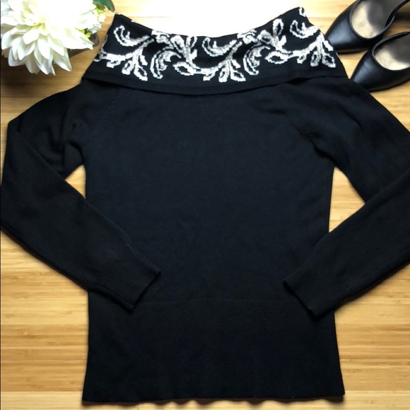 White House Black Market Sweaters - WHBM Cowl Neck Black Sweater Medium